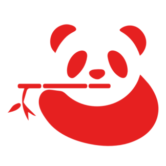 Panda Eating Bamboo Decal (Red)